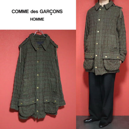 Comme des Garcons Homme 04AW Green Hooded Double Zip Size L