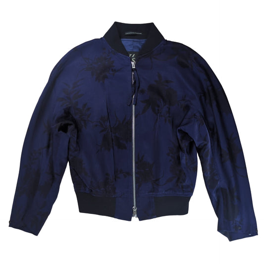 Y's Blue Botanical Bolero Bomber Jacket Size 1
