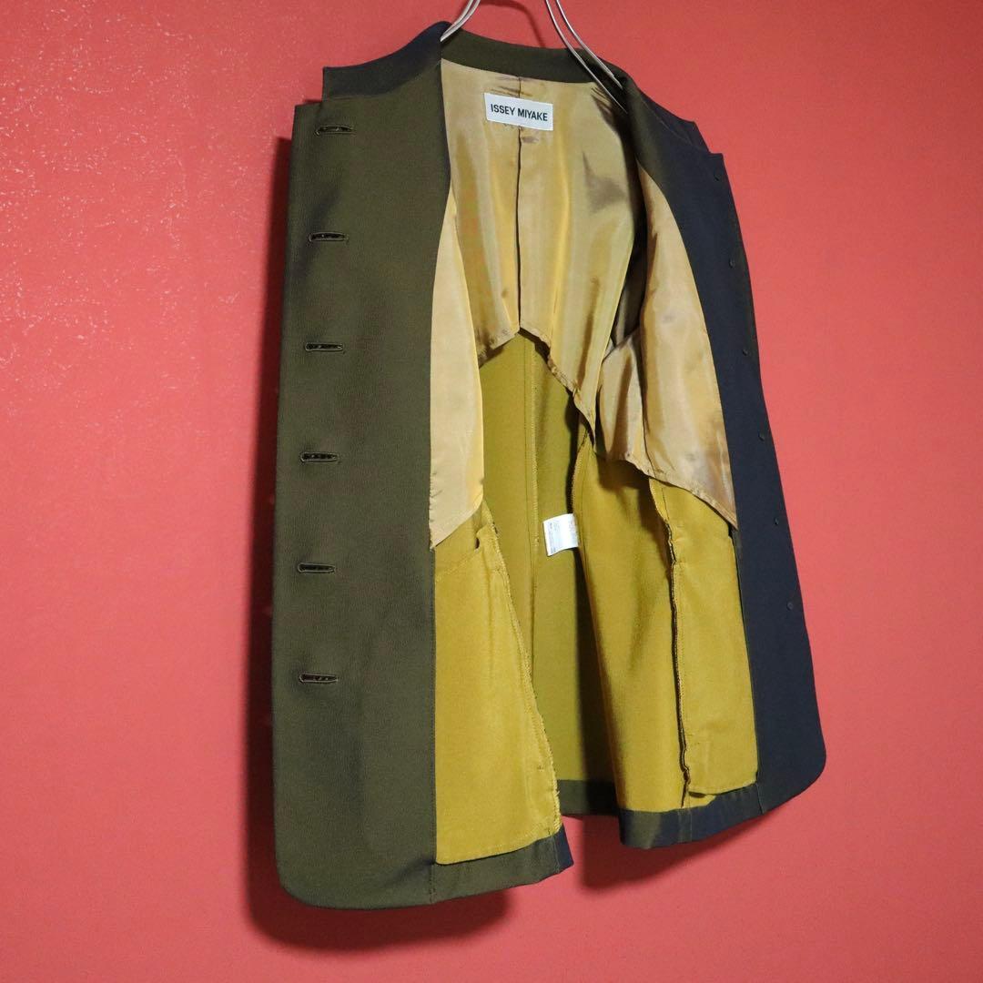 ISSEY MIYAKE 98SS Khaki Glossy Mao Collar Jacket Size M
