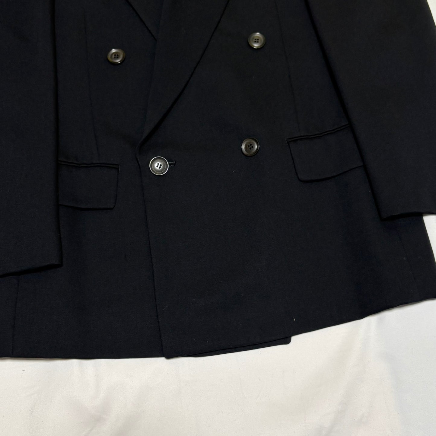JUN MEN 80s/90s Black Wool Gabardine Tailored Jacket Size M