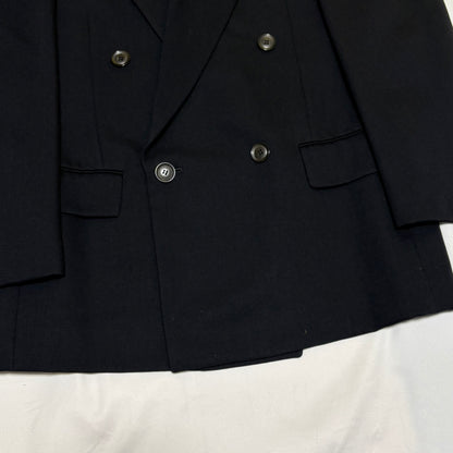 JUN MEN 80s/90s Black Wool Gabardine Tailored Jacket Size M