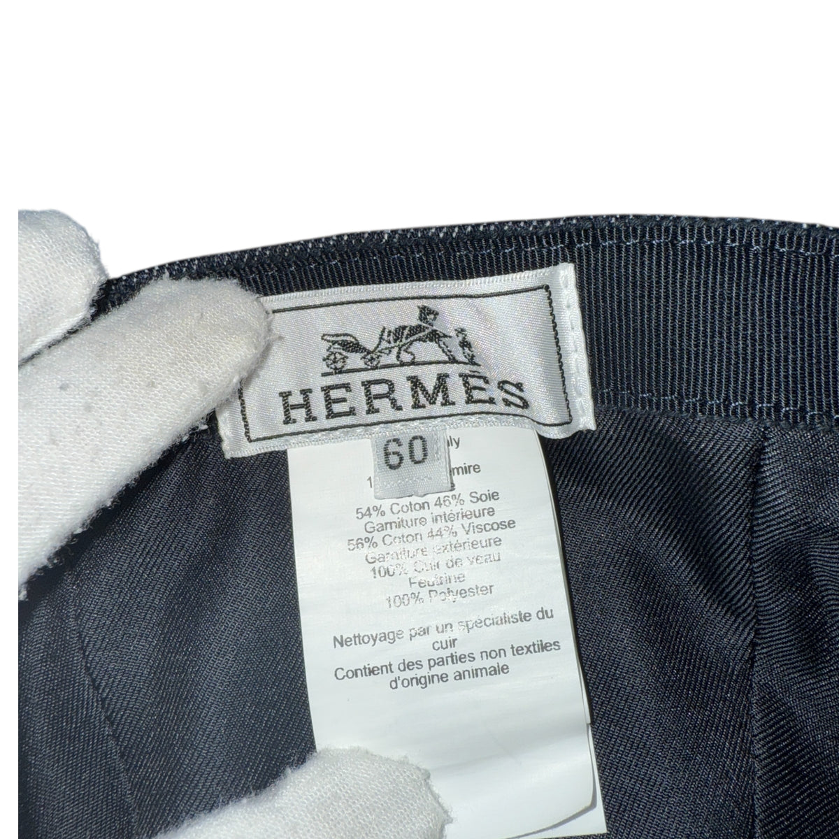 HERMES "Serena Lift" H-Logo Denim Cap Size ONE SIZE