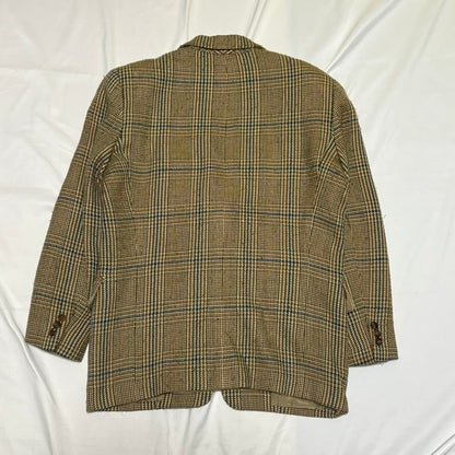 BIGI 80s/90s Brown Wool Houndstooth Tailored Jacket
