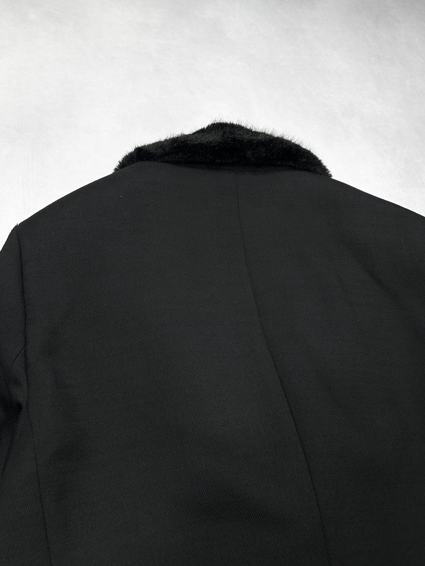 Emporio Armani Black Fur Collar Tailored Jacket Size 58