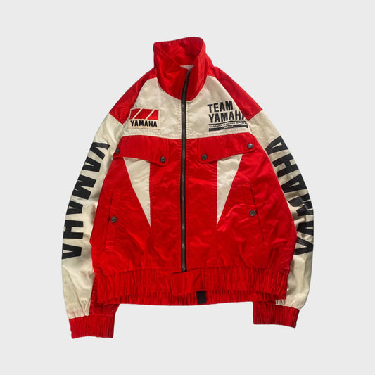 TEAM YAMAHA 80s-90s Racing Nylon Jacket White Red Size L