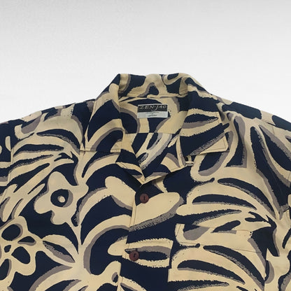 ZEN-JAC All-Over Print Open Collar Shirt Size XL