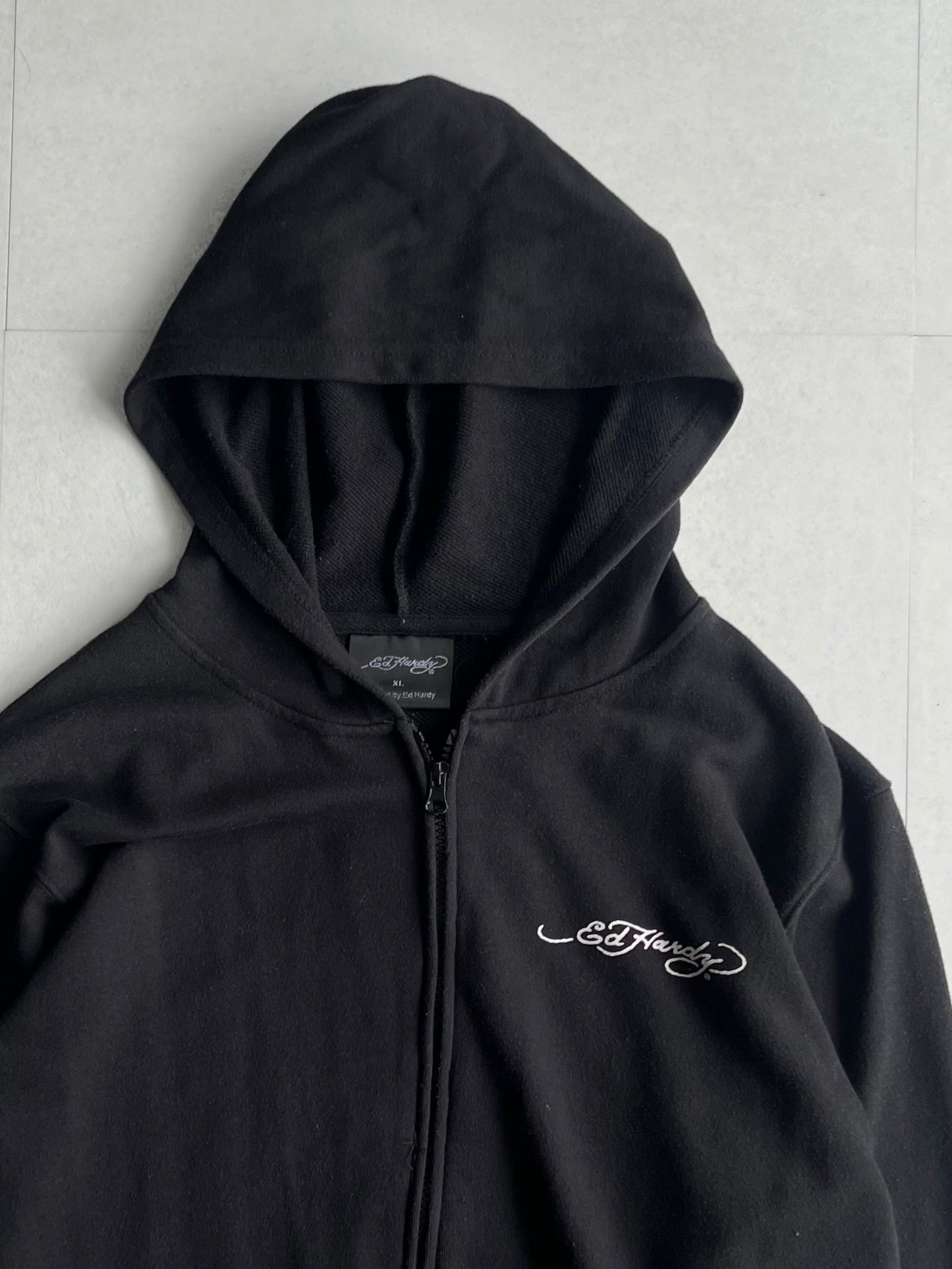 Ed Hardy Black Skull Zip Hoodie Size XL