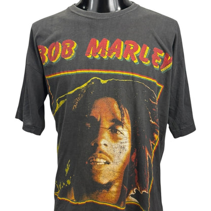 BOB MARLEY 90s Vintage Faded Rasta Print T-Shirt Size L