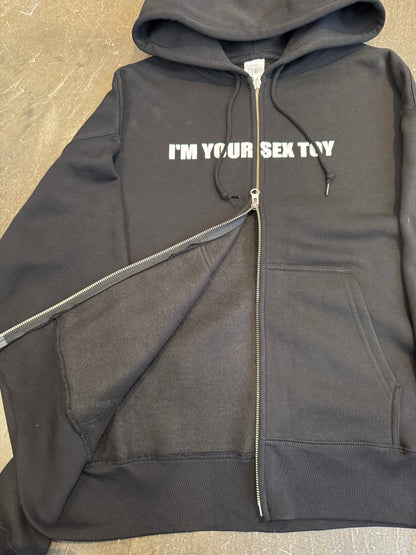 Vintage "I'M YOUR SEX TOY" Black Zip Hoodie Size S