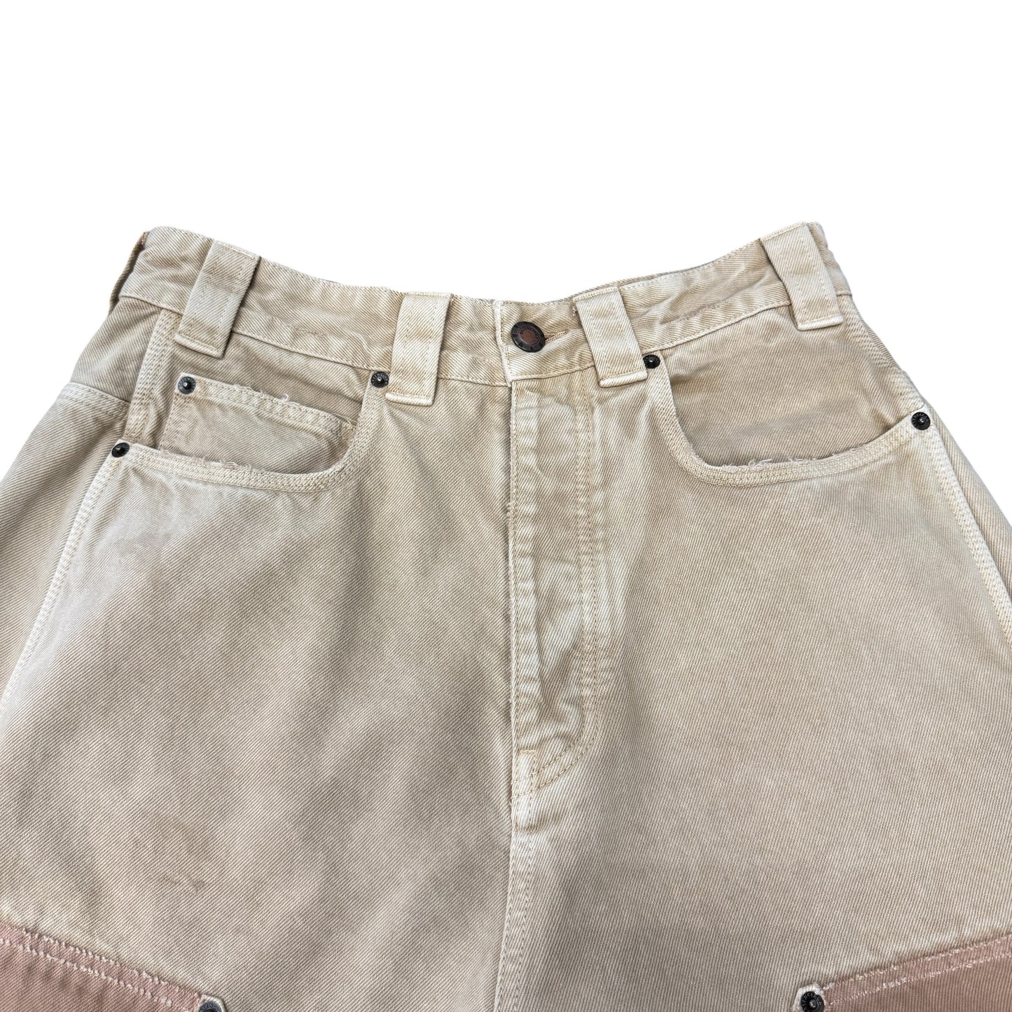BALENCIAGA Washed Beige Double Knee Baggy Pants Size XS