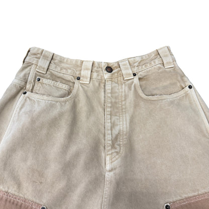 BALENCIAGA Washed Beige Double Knee Baggy Pants Size XS