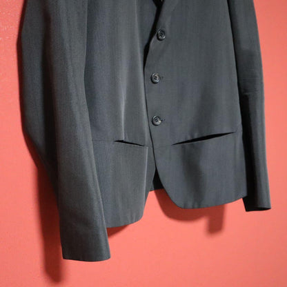 Y's Grey Deconstructed Slit Pocket Tailored Jacket Size 3