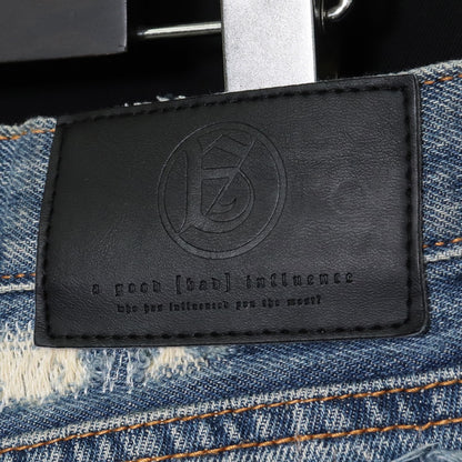 A GOOD BAD INFLUENCE GB Repaired Denim Jeans Indigo Size XL