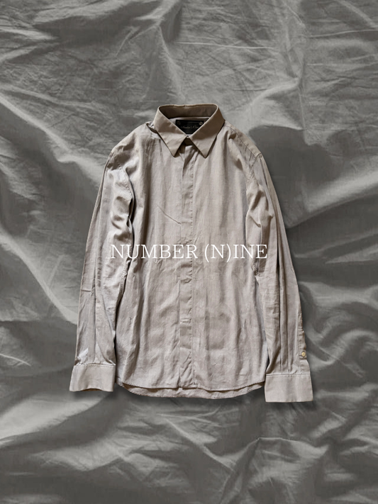 NUMBER (N)INE Love God Murder Asym Fly Front Shirt