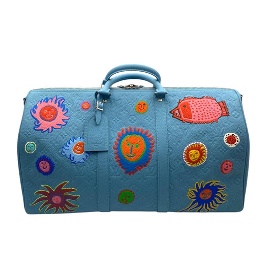 Louis Vuitton Keepall Bandoulière Taurillon Monogram Leather Boston Bag Blue