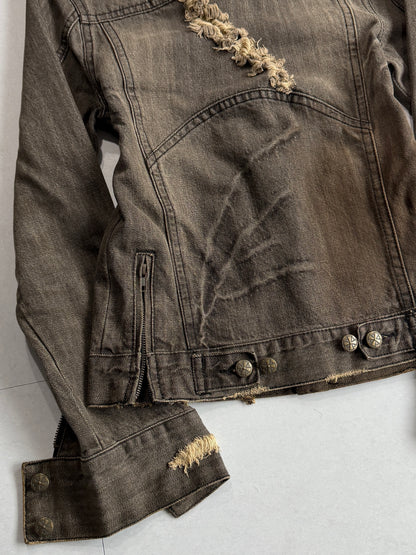 Midas Distressed Faded Denim Jacket Size M