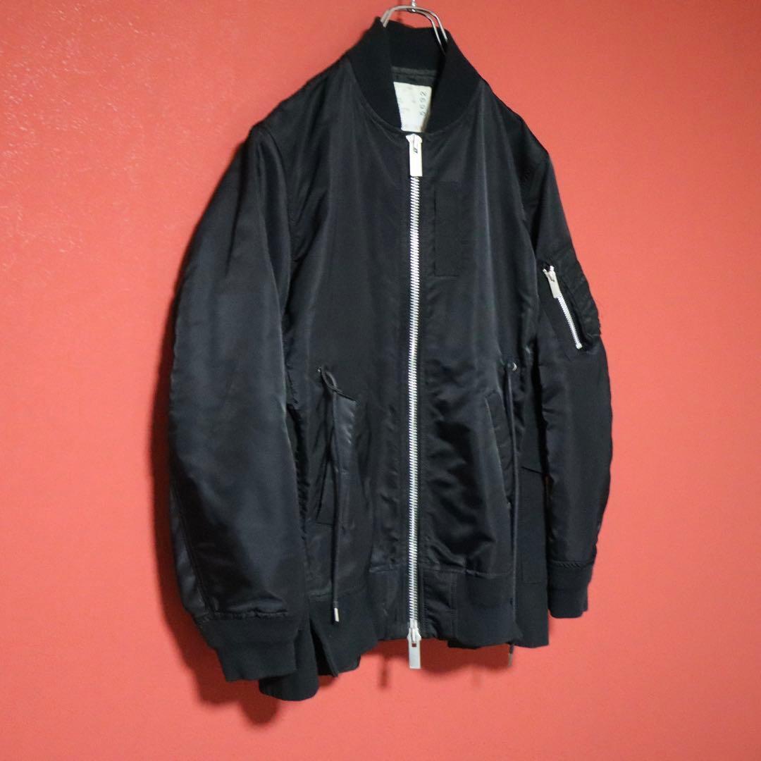 sacai 21AW Nylon Twill Drawstring MA-1 Jacket Black Size 1