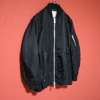 sacai 21AW Nylon Twill Drawstring MA-1 Jacket Black Size 1