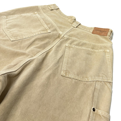 BALENCIAGA Washed Beige Double Knee Baggy Pants Size XS