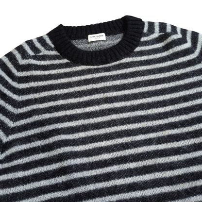 SAINT LAURENT Mohair Wool Border Cropped Sweater