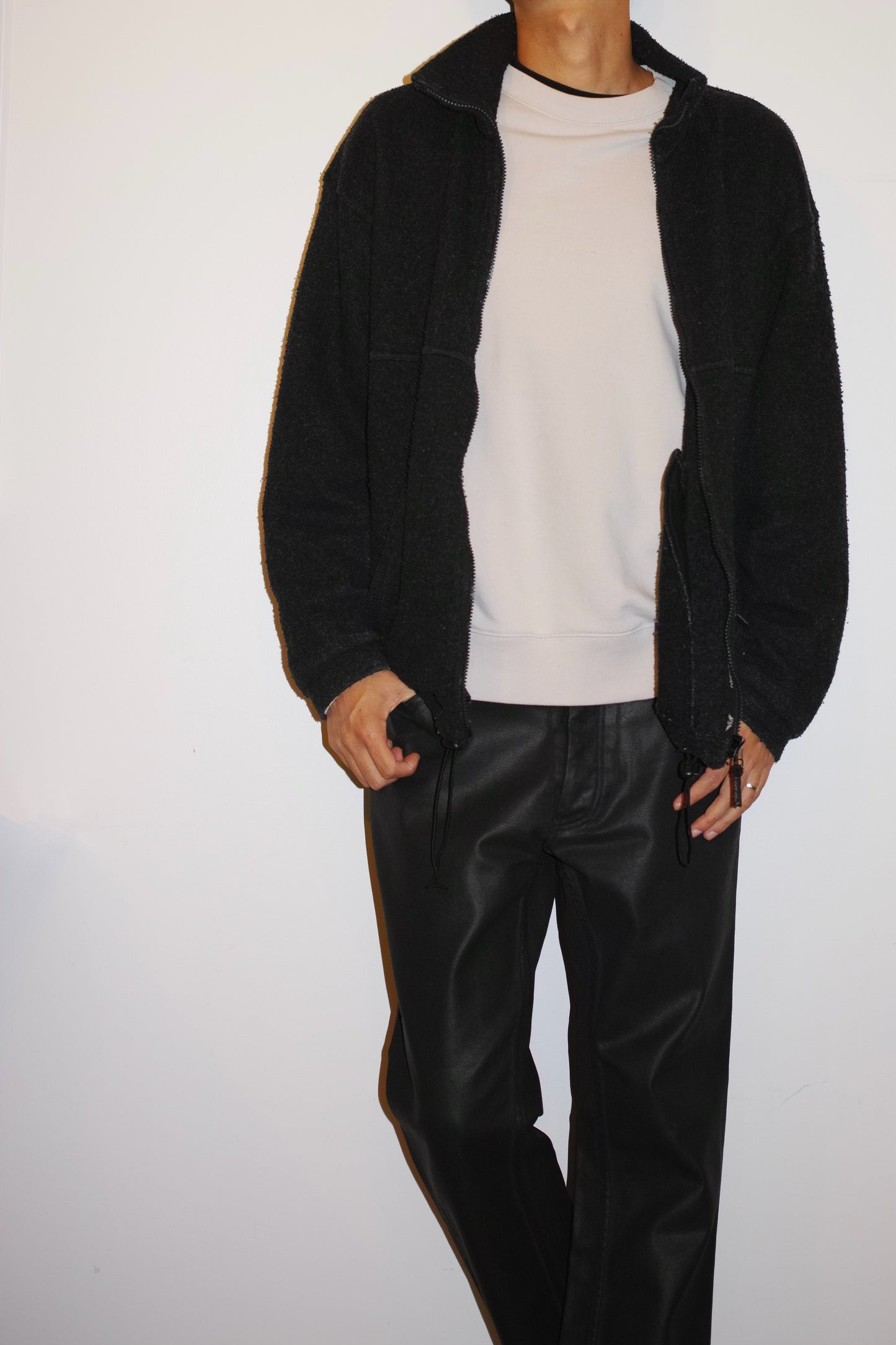 Vintage 80s-90s ARMANI JEANS Wool Blend Zip Up Jacket Size L