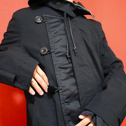 Sacai 21SS Hooded Mixed Button Panelled Oxford Coat Size 3