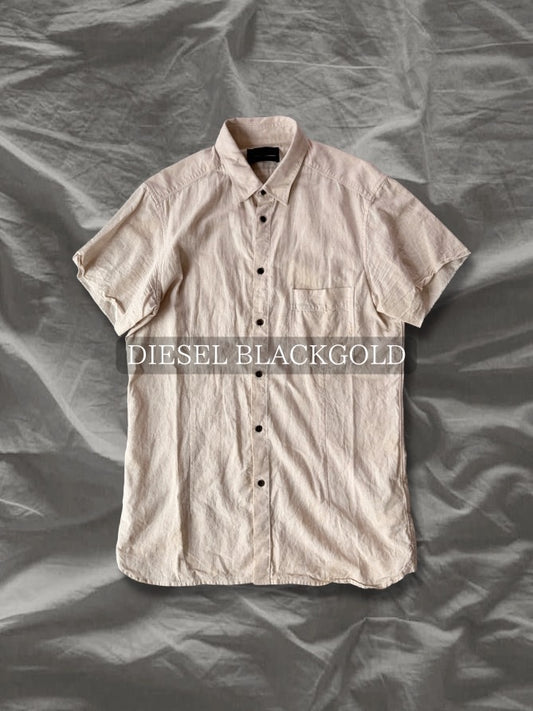 DIESEL BLACKGOLD Cotton Linen Raw Edge Sleeve Shirt Size 48