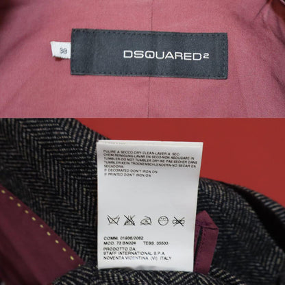 Dsquared2 Gray Herringbone Tweed Velour-Trim Cropped Size XS