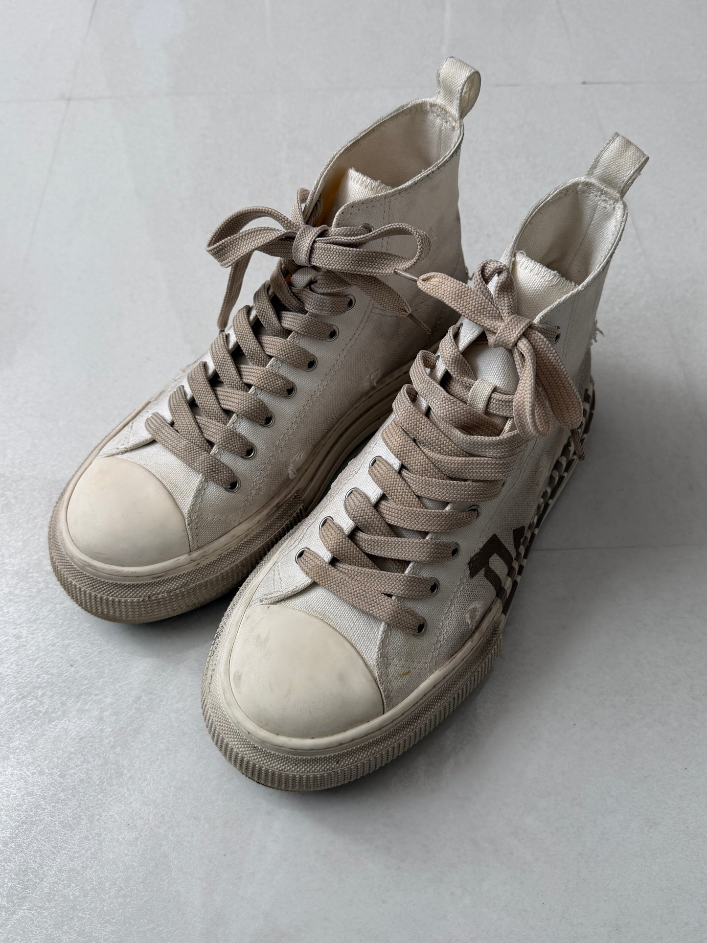 Dsquared2 Beige Distressed Sneakers Size EU 42