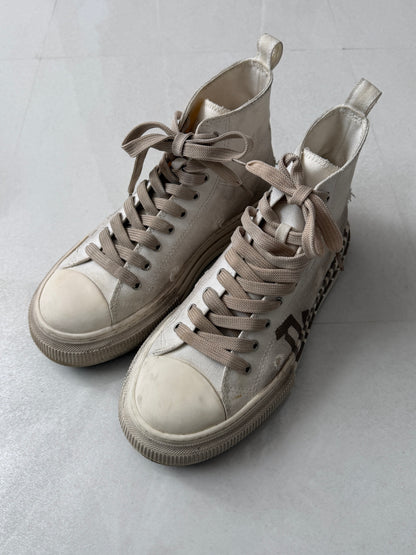Dsquared2 Beige Distressed Sneakers Size EU 42