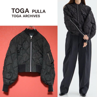 Toga Pulla 24AW Black Quilted Short Down Jacket Size S