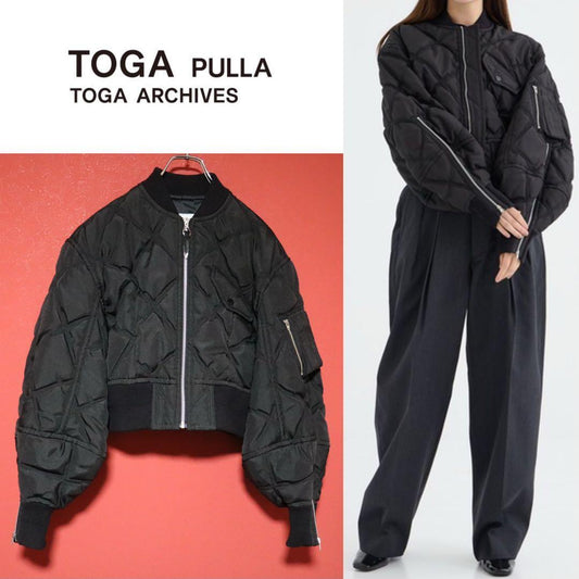 Toga Pulla 24AW Black Quilted Short Down Jacket Size S
