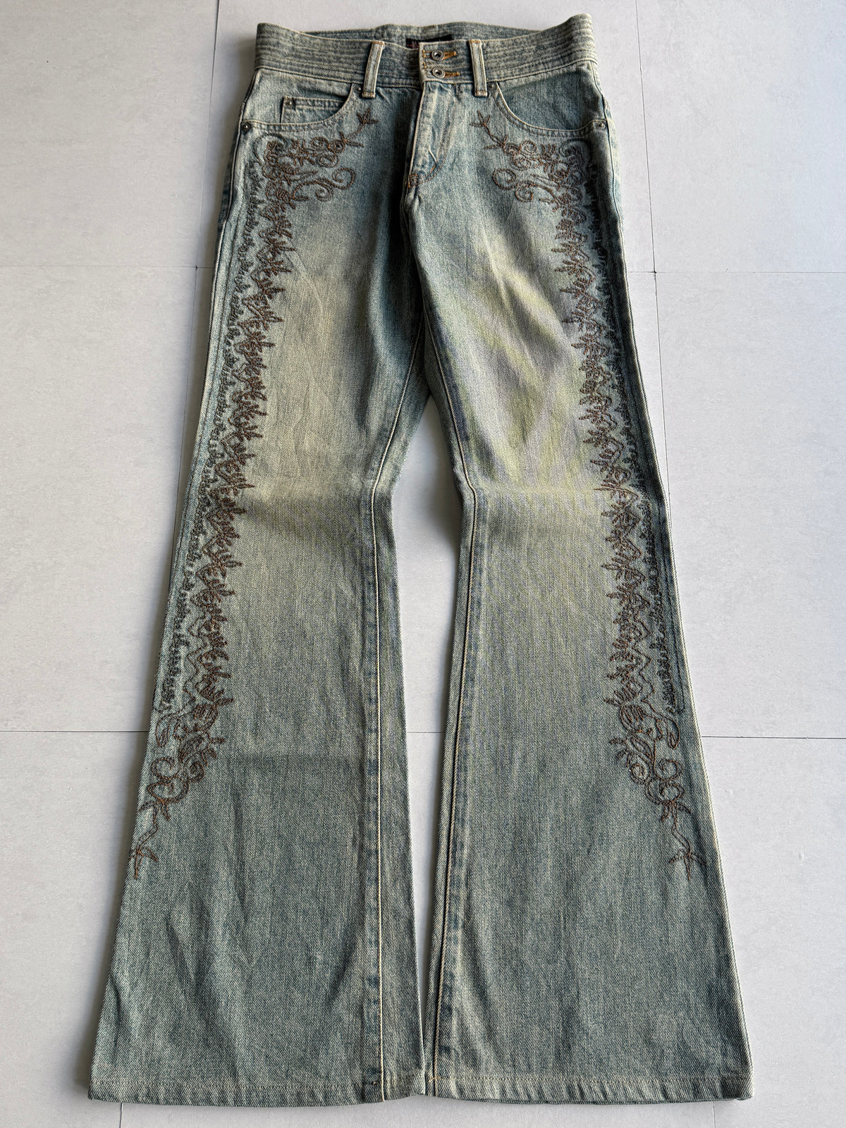 MORGAN Embroidered Flared Denim Size S