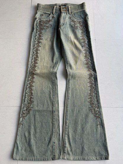 MORGAN Embroidered Flared Denim Size S