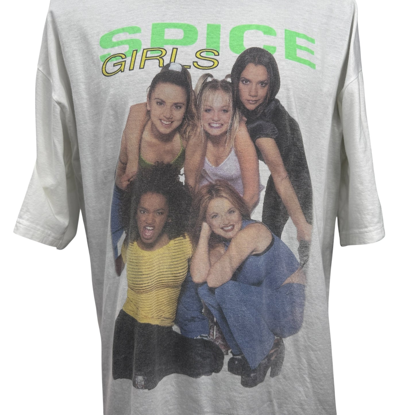 SPICE GIRLS 90s Euro Vintage Group Photo Neon Green Size L