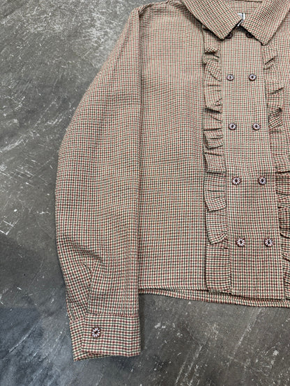 YOUTH BATH Double Button Frill Check Shirt Size S