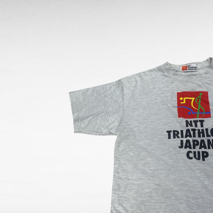 NTT TRIATHLON JAPAN CUP 90s Short Sleeve T-Shirt Gray Size L