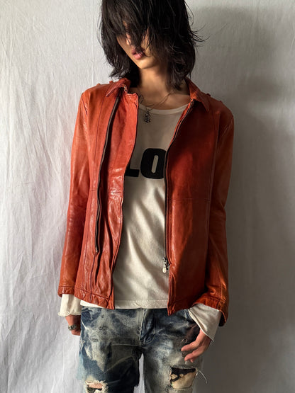 TORNADO MART Double Zip Leather Jacket Size M
