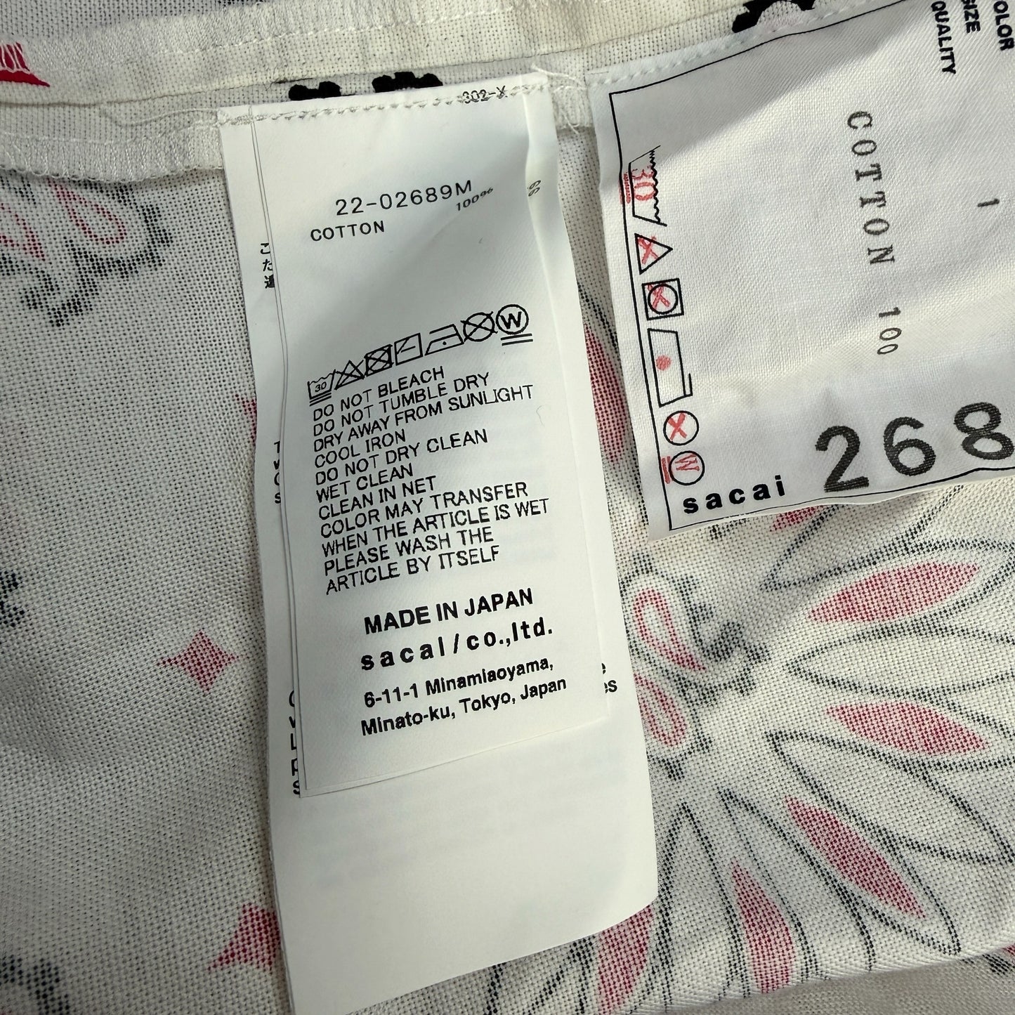 sacai 22SS Bandana Print Open Collar Shirt Size 1