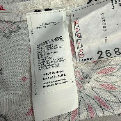 sacai 22SS Bandana Print Open Collar Shirt Size 1