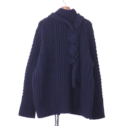 SACAI Low Gauge Wool Knit Navy Size 4