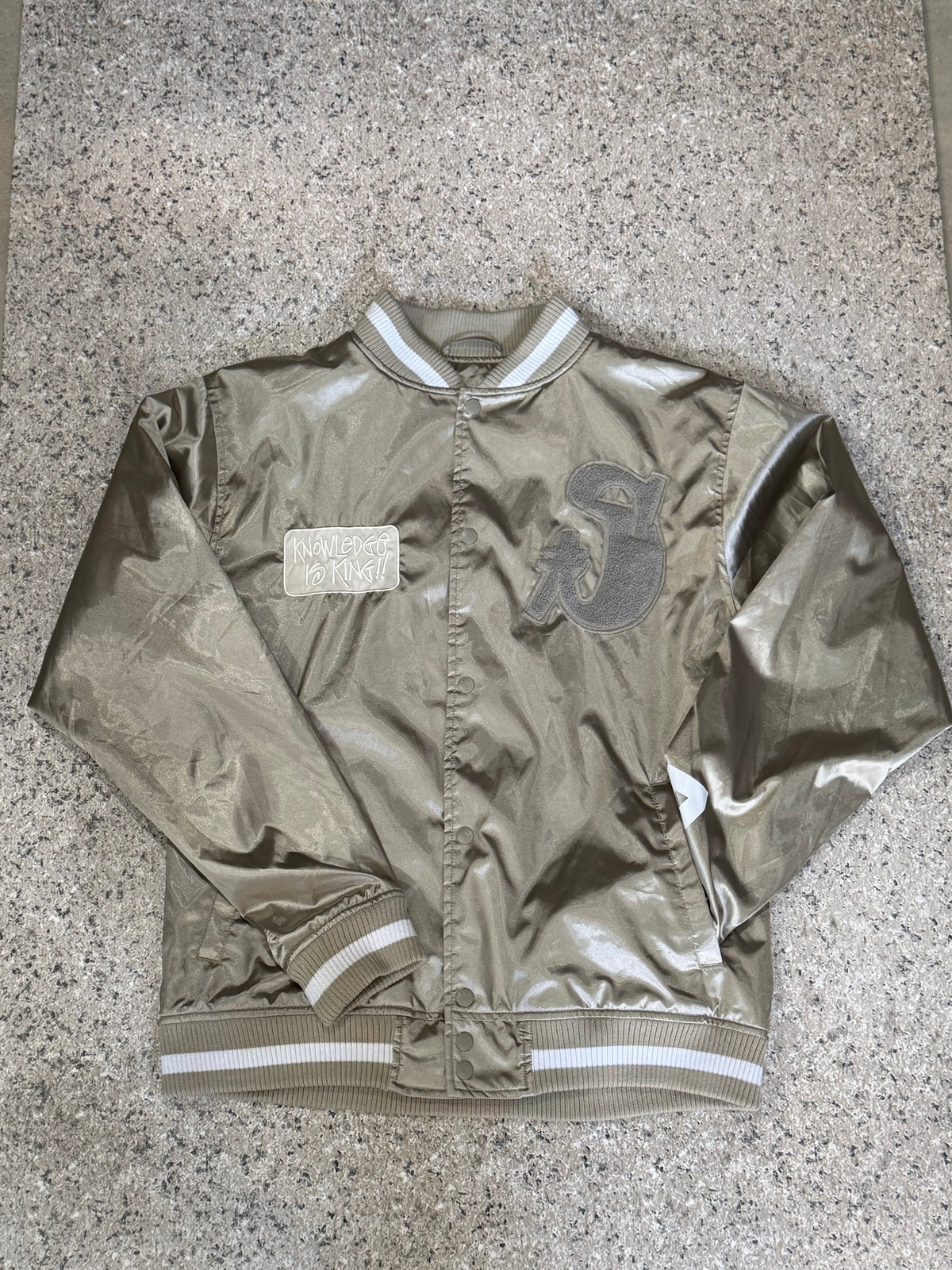 Stussy Authentic Gear '07 Satin Varsity Jacket Gold Size L