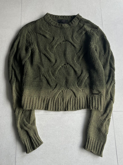 Diesel Green Acrylic Wool 3D Knit Sweater Size S