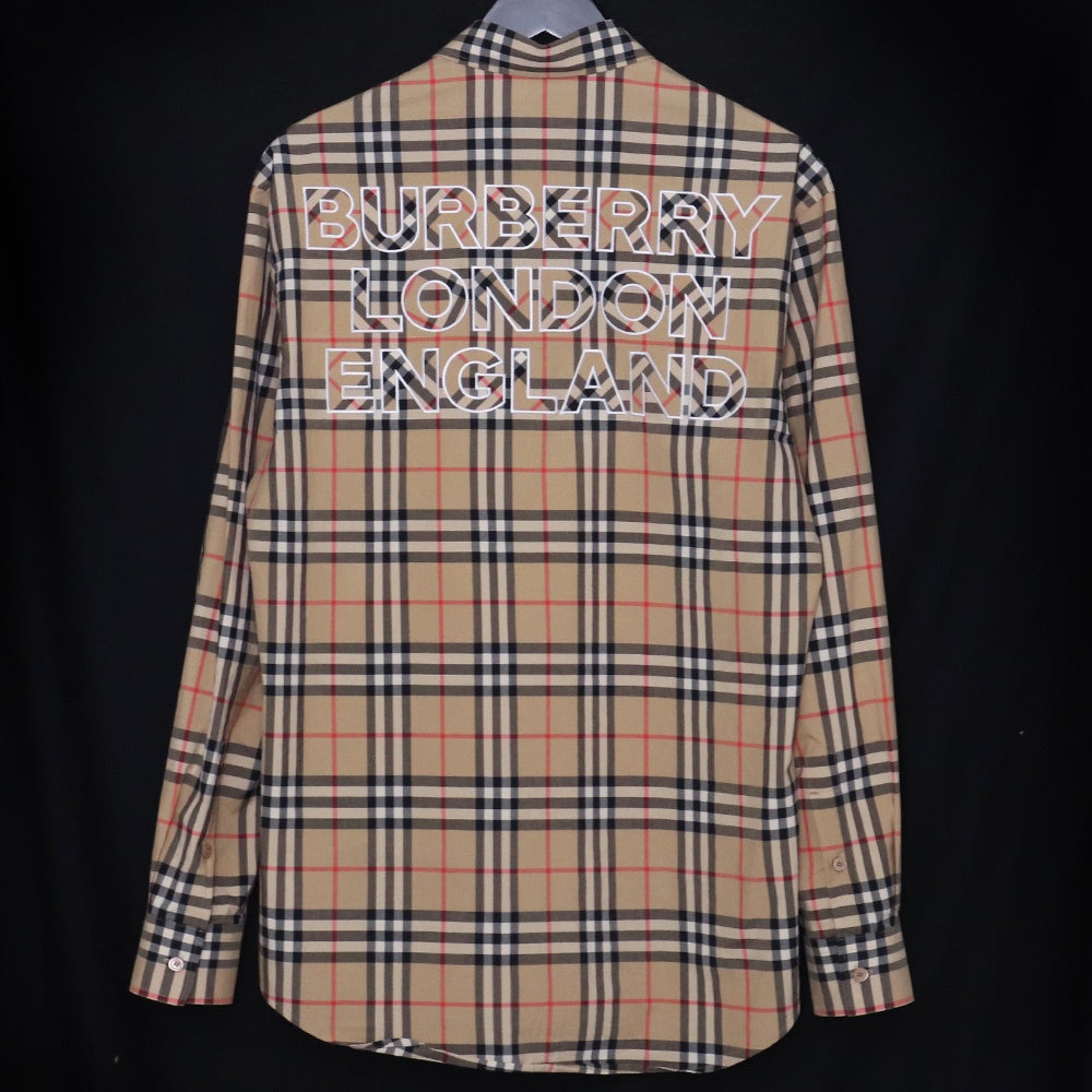 BURBERRY Nova Check Logo Embroidered Shirt Beige Size S
