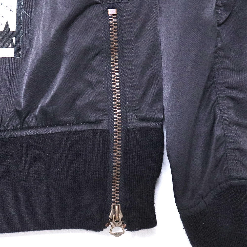 ONE MADE MA- Girl Print Madonna Bomber Jacket Black Size L