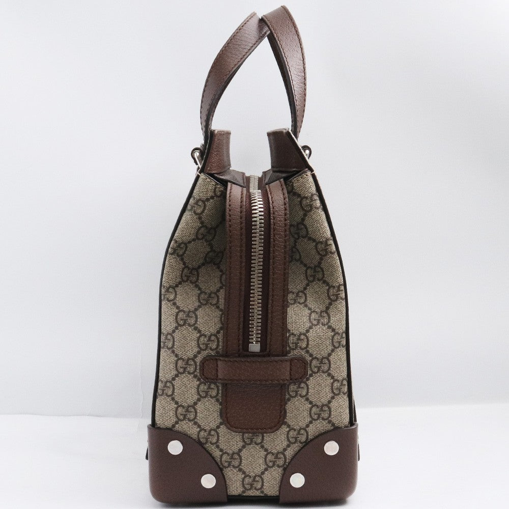 GUCCI GG Supreme Leather Tote Bag Beige Brown Size F