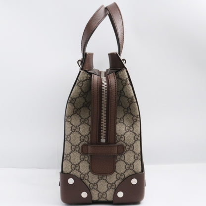 GUCCI GG Supreme Leather Tote Bag Beige Brown Size F