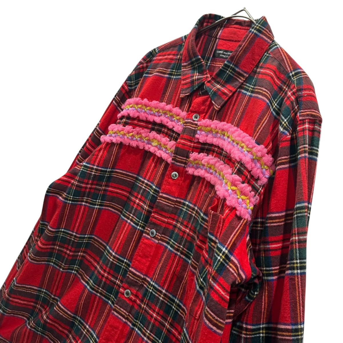 CDG HOMME PLUS 04AW Floral Check Flannel Shirt Red Size FREE