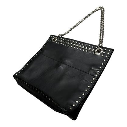 Y's Leather Stud Double-Chain Shoulder Bag
