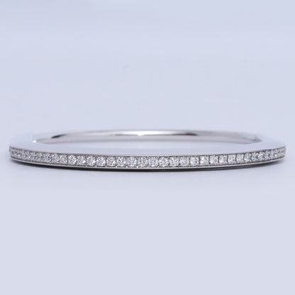 TIFFANY&CO. Narrow Bangle Half Pave 18K WG Size ONE SIZE
